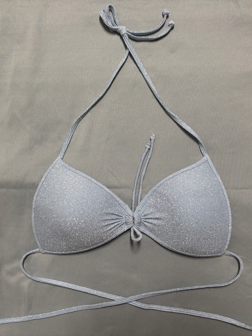 Silver Sparkle Triangle Bikini Top